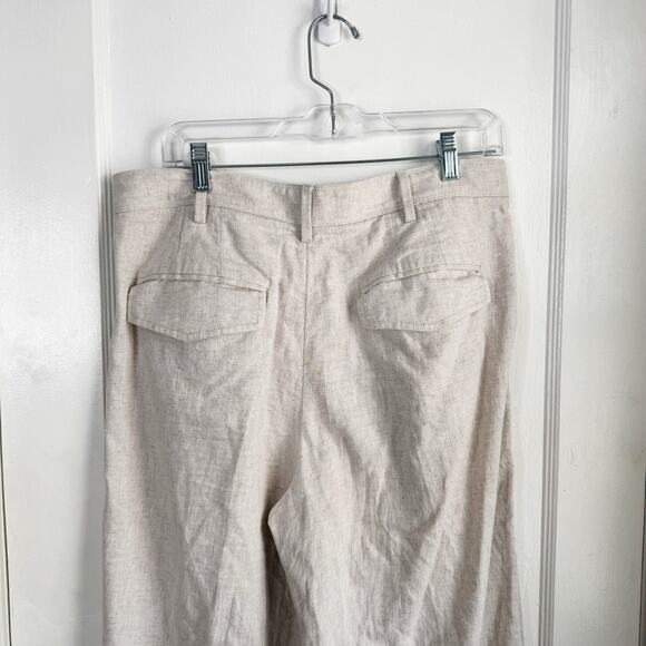 Banana Republic Factory Linen Blend Wide Leg Pleated Trouser Pant Flax Size 12 - Picture 10 of 14